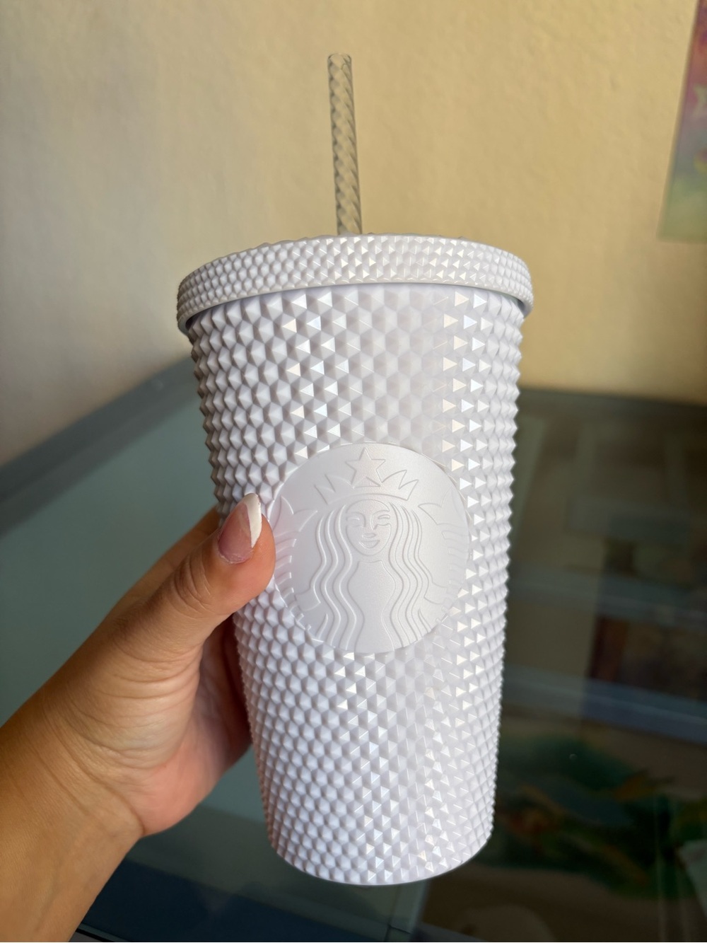 Starbucks White Textured Studded Tumbler with Matching Straw